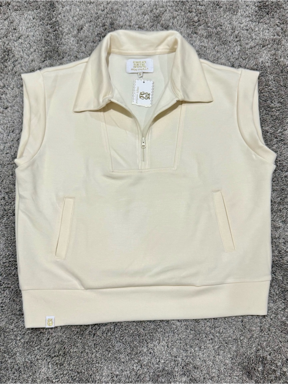 NET-Simply Southern Zip Tess Pullover-Cream/Ivory-Size Small